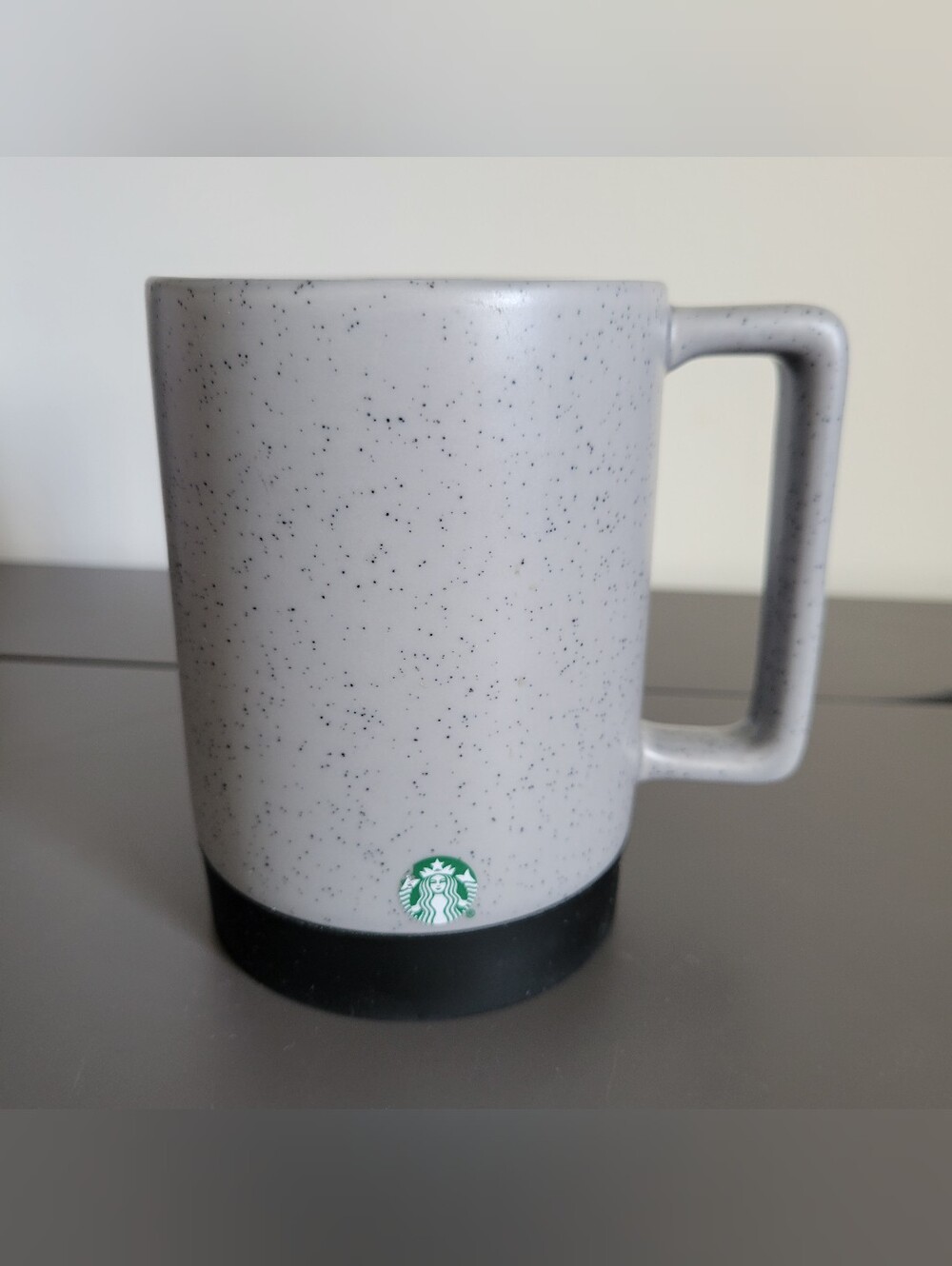 Starbucks 14oz Ceramic Cup Mug Gray Speckled Ceramic Rubber Bottom
